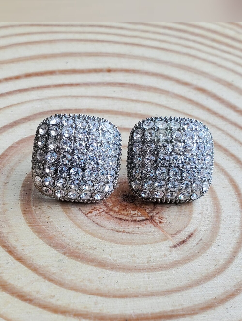 Vtg. Puffy Square Stud Earrings